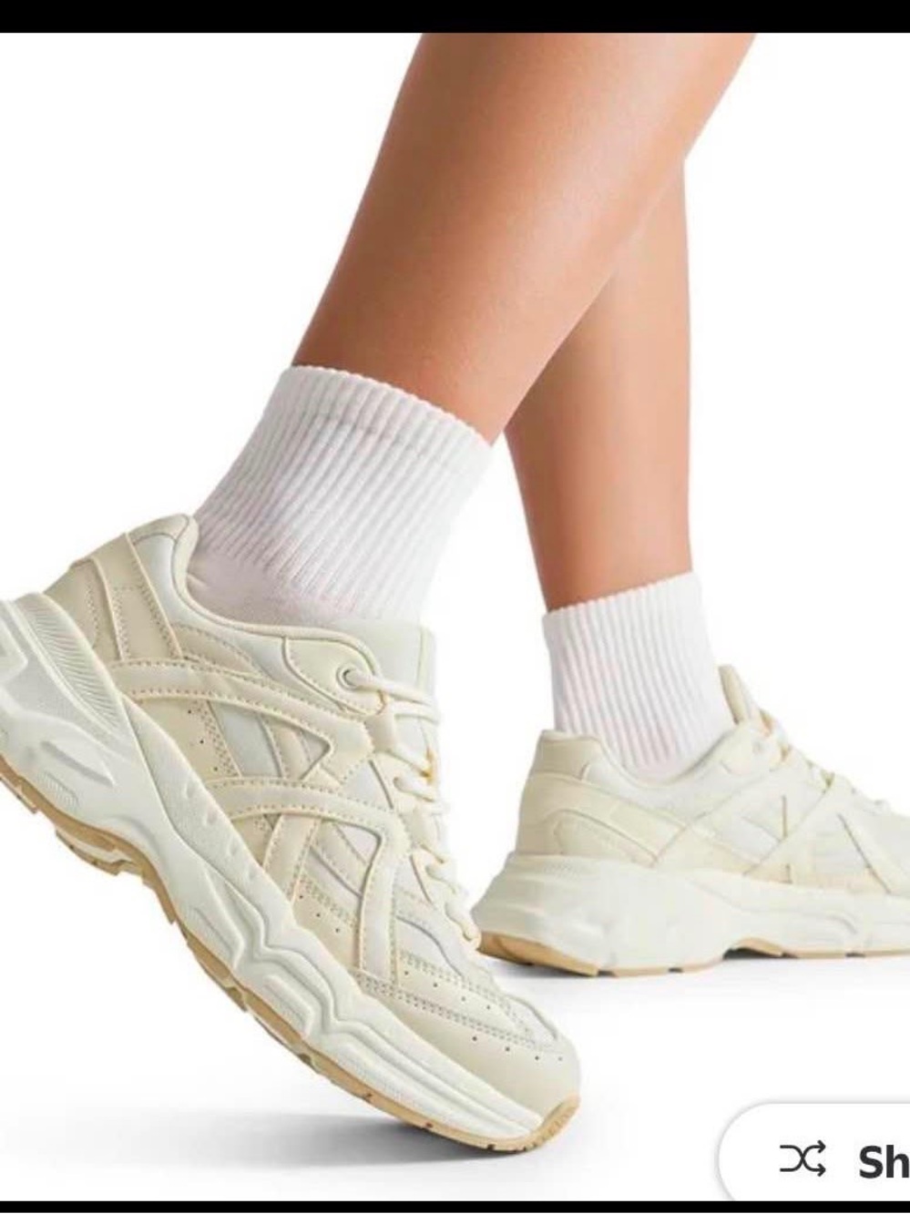 Women's Cream Chunky Sneaker - Lightweight Casual Shoe